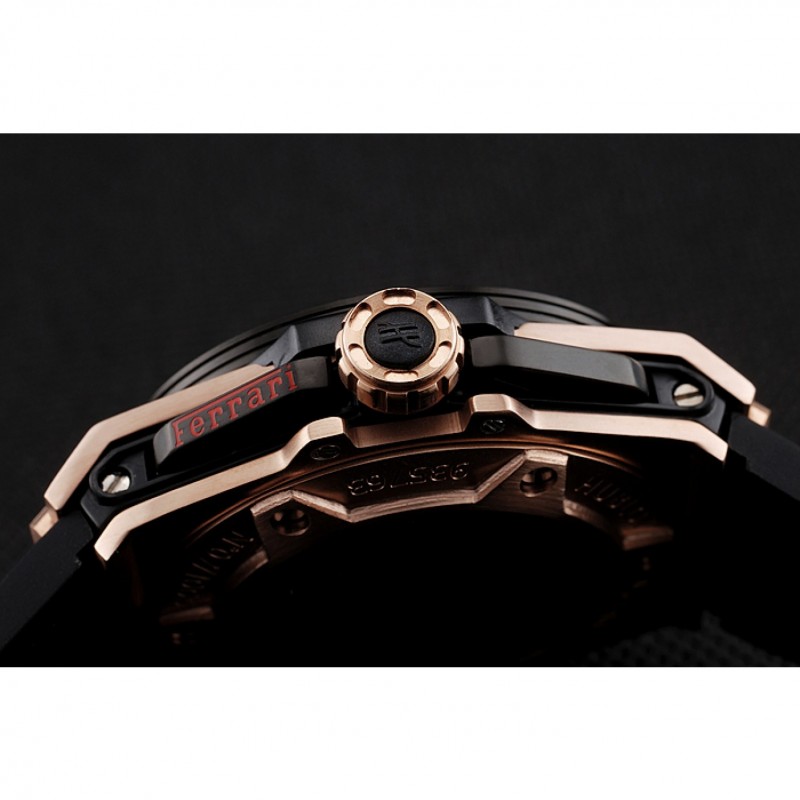SS Replica Watches Hublot Big Bang Ferrari Silver Dial Carbon Bezel Gold Case Black Leather Strap 622769-7