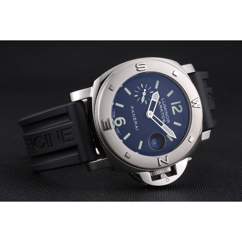Panerai Luminor Brushed Stainless Steel Case Black Dial Black Rubber Strap 98165-3