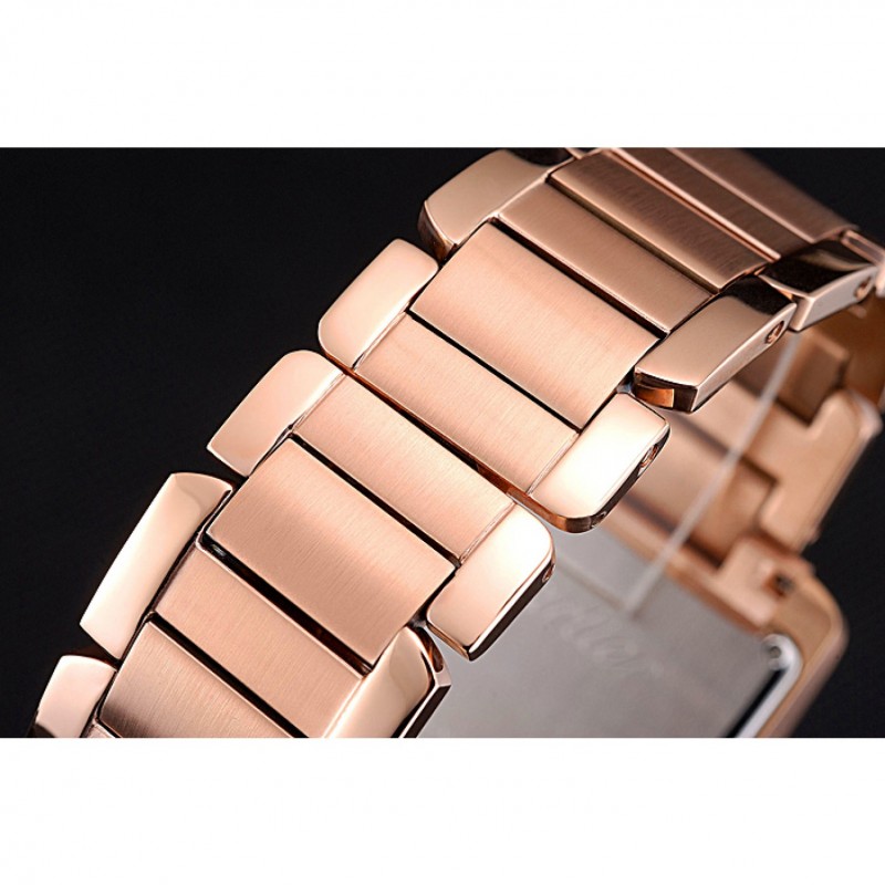 Luxury Replica Watches Cartier Tank MC Black Dial Rose Gold Case And Bracelet 622703-5