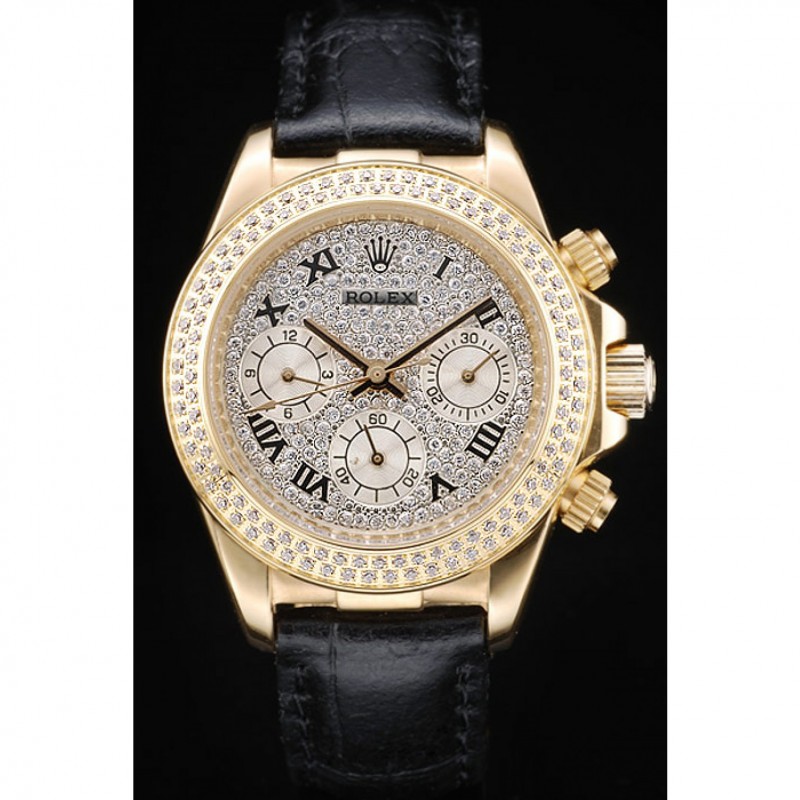 Rolex Daytona Lady Gold Case Crystal Studded Bezel Crystal Studded Dial 98238-1