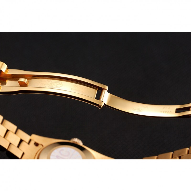Swiss Rolex DayJust Diamond Pave Gold Dial Gold Diamond Bracelet 1453953-5