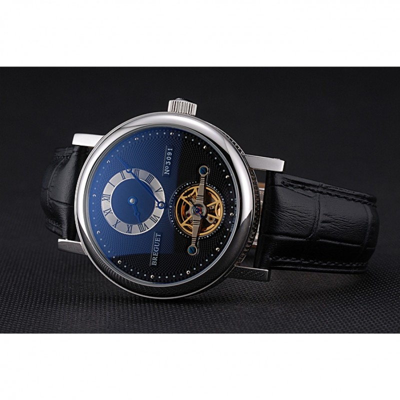 Breguet Classique Complications Stainless Steel Case Black Leather Strap 80158-4