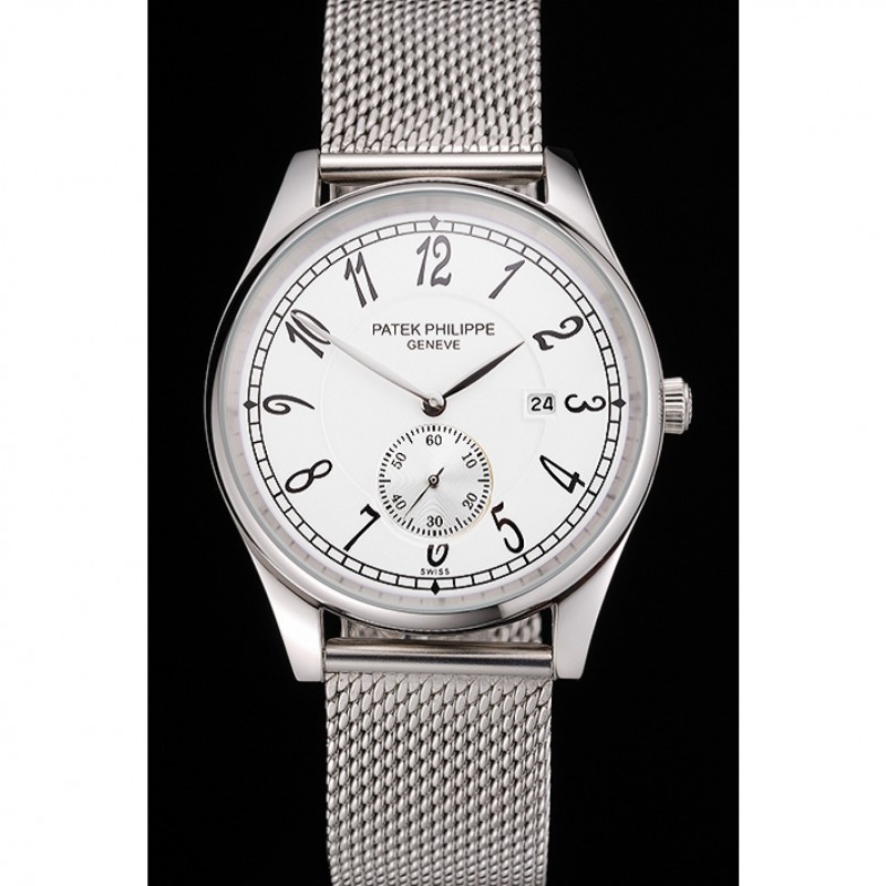 Patek Philippe Calatrava Small Seconds White Dial Stainless Steel Case And Bracelet-1