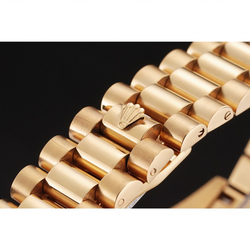 Swiss Rolex Day Date Diamond Pave Dial And Bezel Gold Case And Bracelet-5