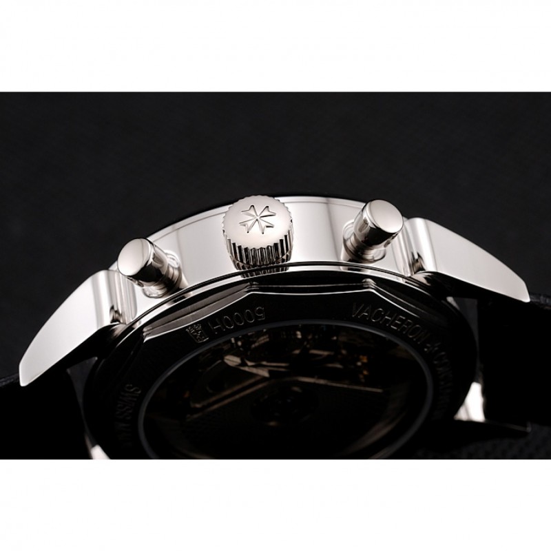 High Quality Replica Watches Swiss Vacheron Constantin Traditionnelle Day Date White Dial Black Leather Bracelet 1453987-7