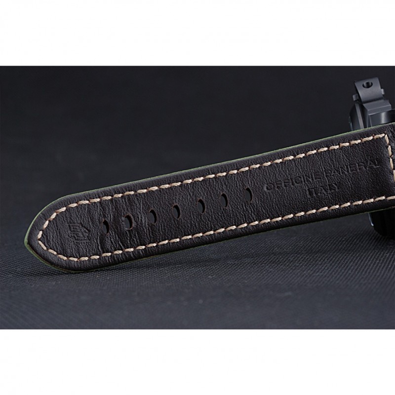 Panerai Luminor Marina Ion Plated Stainless Steel Bezel Green Leather Bracelet 622312-7