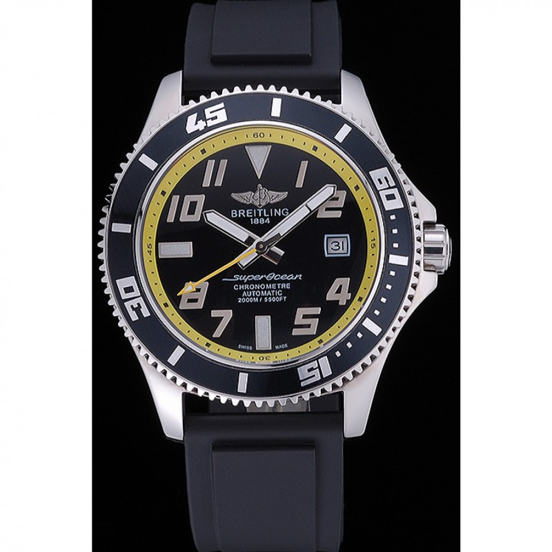 Breitling Superocean Black Yellow Dial Watch 622331-1