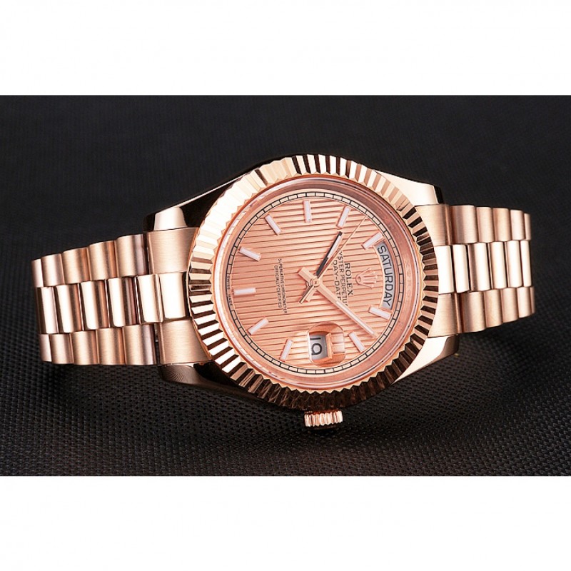 Swiss Rolex Day Date 40 Rose Gold Etched Dial Rose Gold Case And Bracelet-4