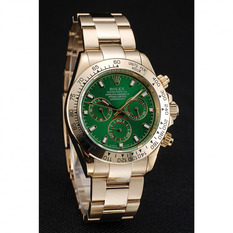 Rolex Cosmograph Daytona Green Dial Gold Case And Bracelet 1454244-2