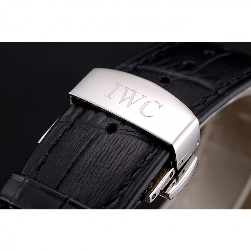 AAA Swiss IWC Pilot's Watch Black Dial With Orange Markings Black Plated Stainless Steel Case Black Leather Strap 1453737-5