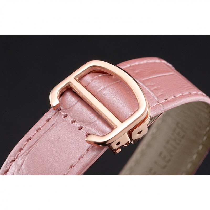 Best Replica Watches Cartier Tortue Perpetual Calendar White Dial Gold Case Pink Leather Strap-5