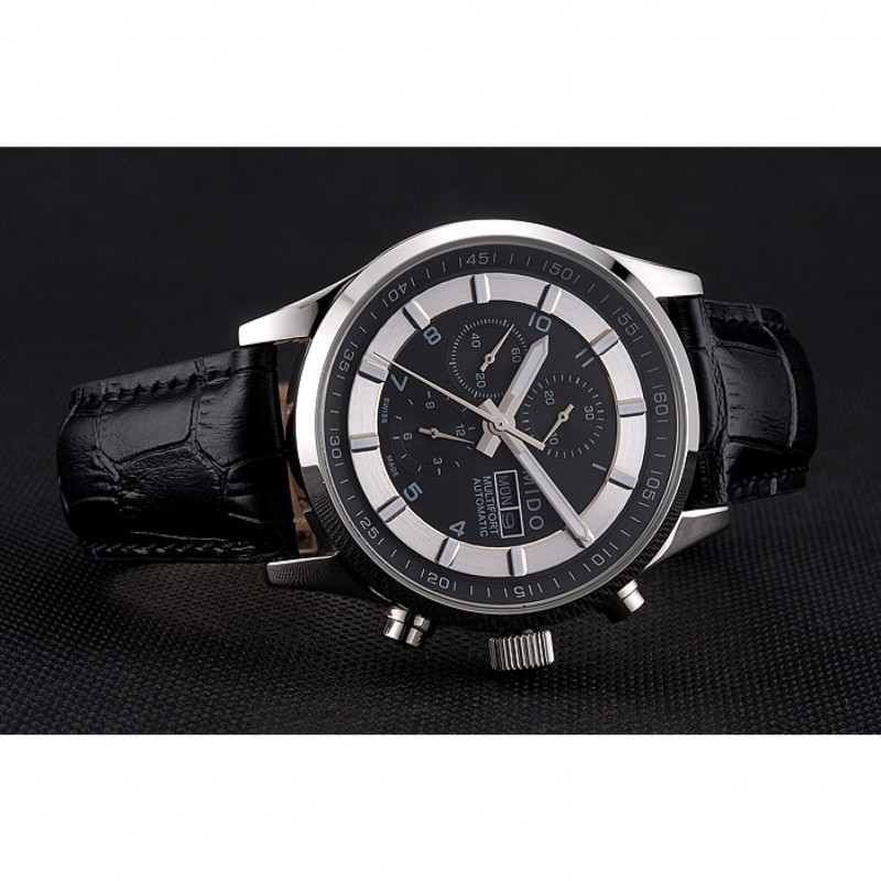 Mido Multifort Cronograph 2 Tone Dial Black Leather Strap 622184-3