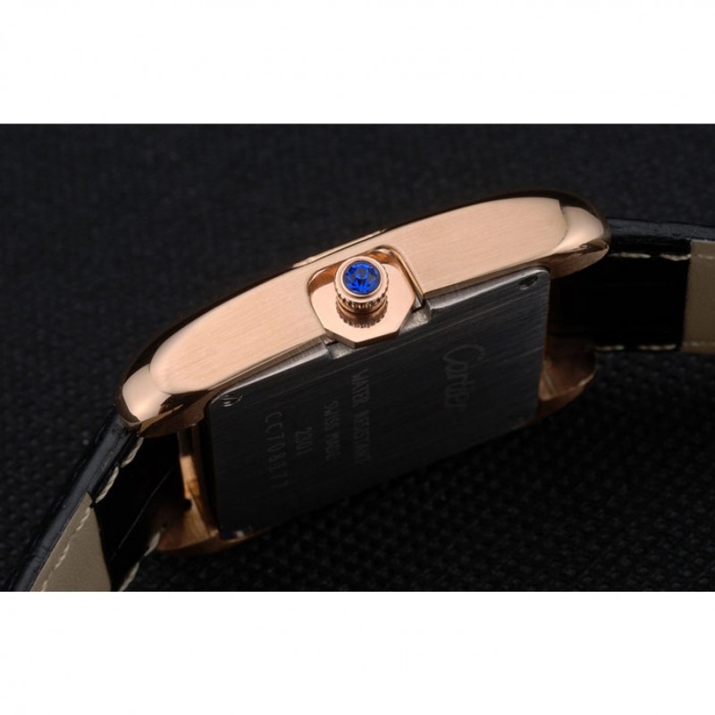 Cartier Tank Anglaise 30mm White Dial Gold Case Black Leather Bracelet-7