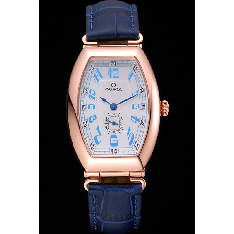 Omega Sochi Petrograd White Dial Gold Case Blue Leather Strap 622820-1