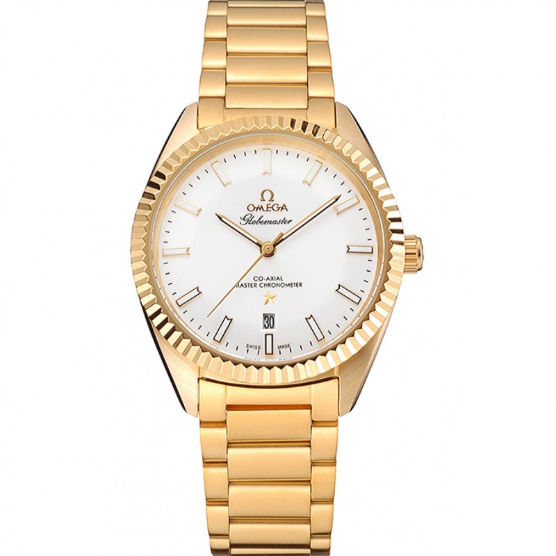 Omega Globemaster White Diak Gold Case And Bracelet-0