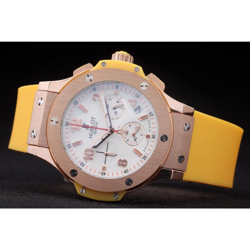 Hublot Big Bang Yellow Strap White Dial Watch 98068-4