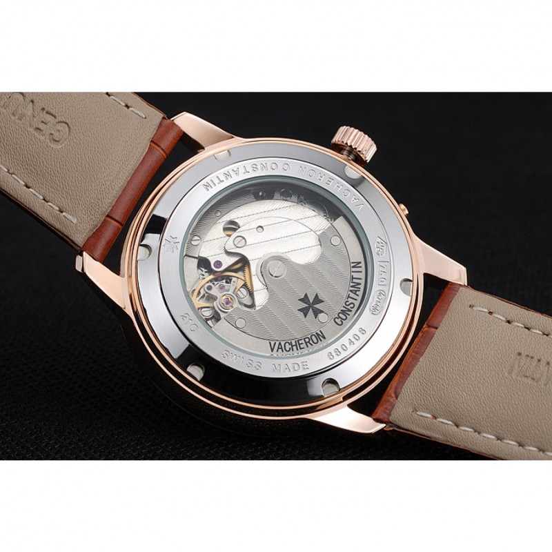 Vacheron Constantin Patrimony Power Reserve White Dial Gold Diamond Case Brown Leather Bracelet 1454268-7