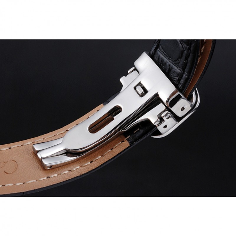 Cartier Rotonde Blue Crown Black Leather Bracelet 621975-6
