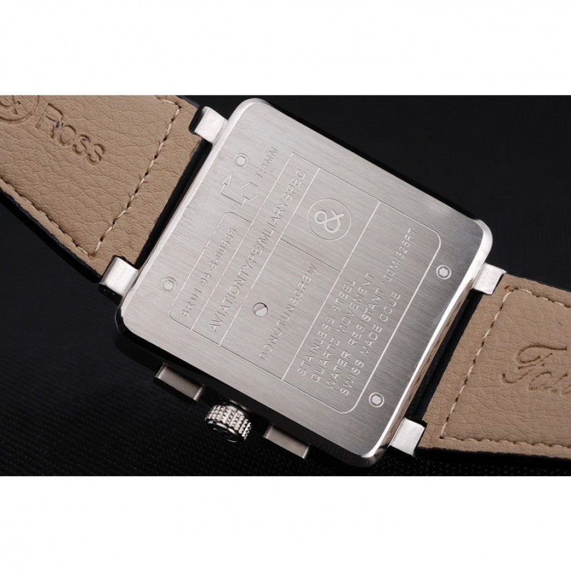 Cheap Bell and Ross BR 03-94 Black Dial Silver Case Black Leather Strap-8