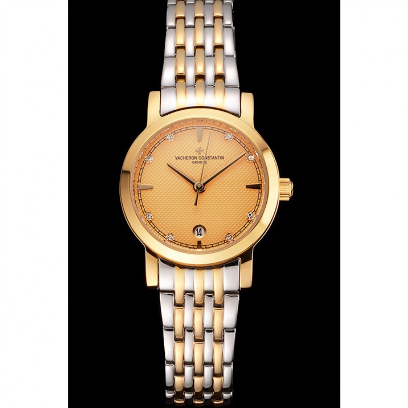 AAA Replica Watches Vacheron Constantin Fine Gold Dial With Diamonds Gold Case Two Tone Bracelet-1