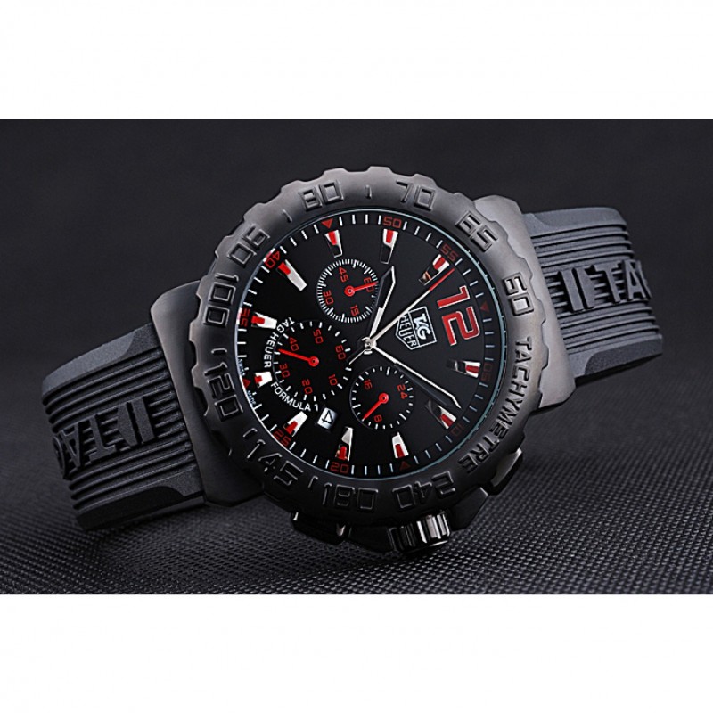 Tag Heuer Formula 1 Chronograph Black Dial Black Bezel Red Numerals 622408-3
