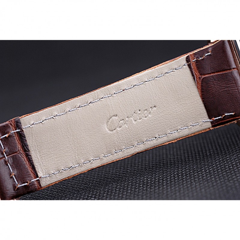 Cartier Tank MC Gold Diamond Case Brown Dial Brown Leather Strap 622170-6