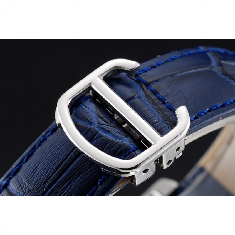 Cartier Tank MC Stainless Steel Case Blue Dial Blue Leather Strap 622178-6