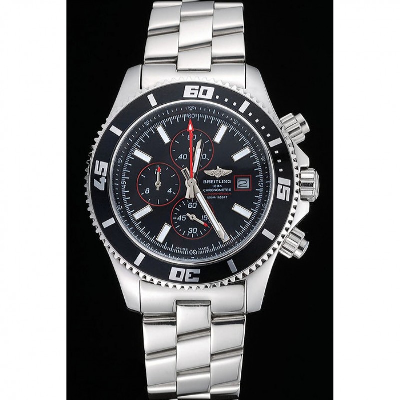 High Quality Replica Watches Breitling Superocean Chronograph II Black Dial Stainless Steel Bracelet 622428-1