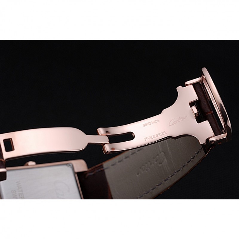 Cartier Tank MC Gold Diamond Case Brown Dial Brown Leather Strap 622170-4
