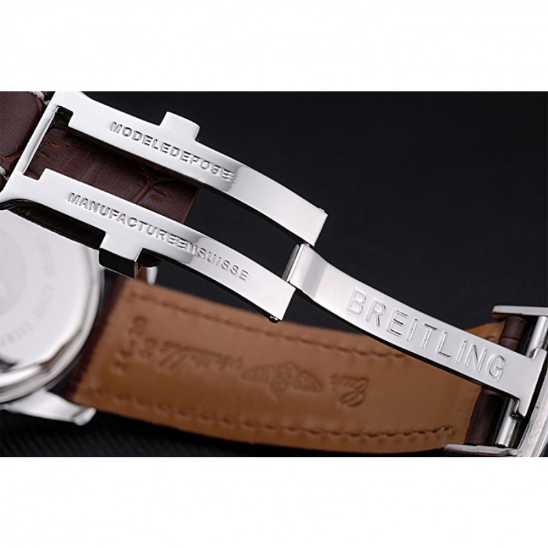 High End Replica Watches Breitling Transocean Chronograph White Dial Stainless Steel Case Brown Leather Bracelet 622243-5