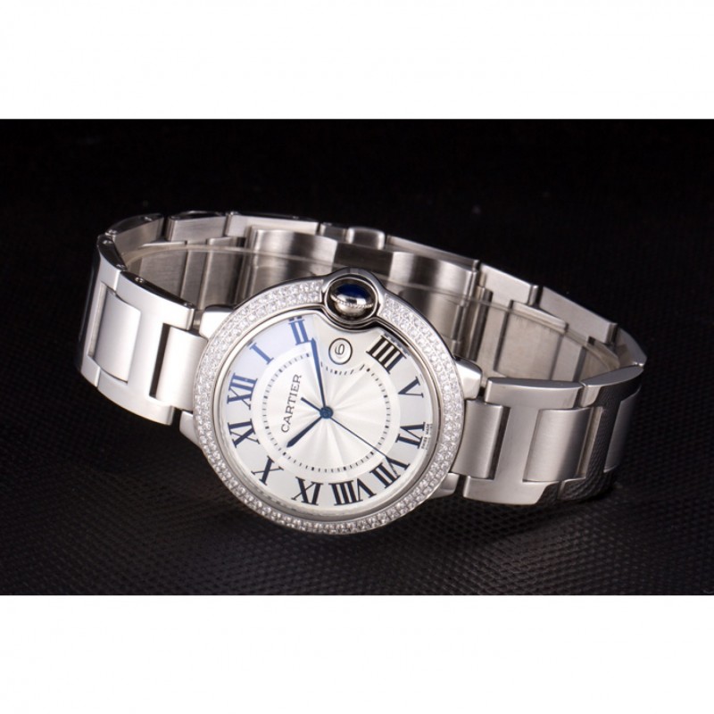 High Quality Replica Watches Cartier Ballon Bleu 44mm White Dial Diamonds Stainless Steel Case And Bracelet-3