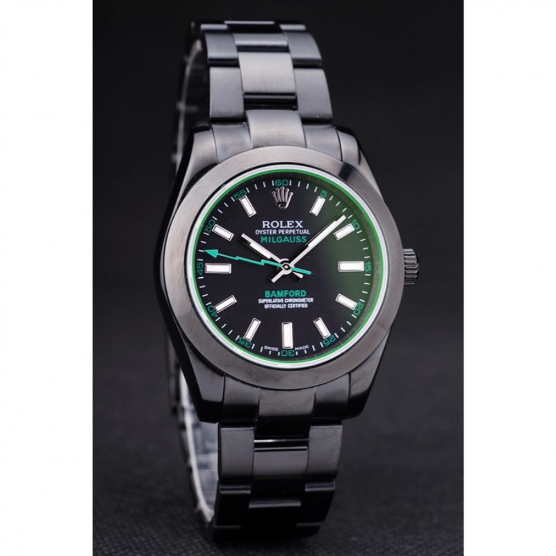 Rolex Milgaus Bamford Ion Plated Stainless Steel Bezel Black Dial 7476-2
