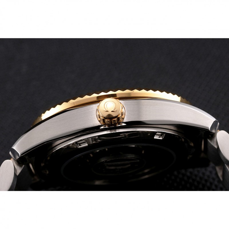 Omega Globemaster Black Dial Stainless Steel Case Gold Bezel Two Tone Bracelet-8