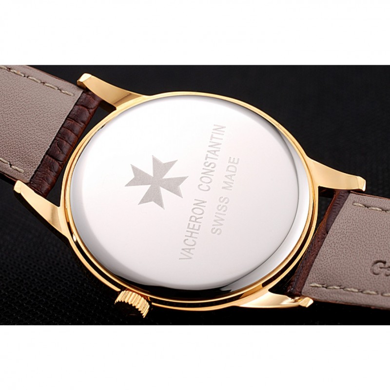 Vacheron Constantin Patrimony Chronometre Royal Gold Dial Gold Case Brown Leather Strap-7
