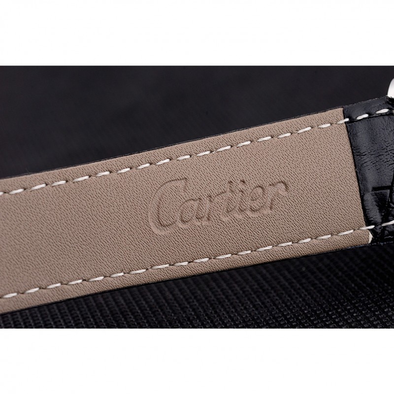 Cartier Tank MC Stainless Steel Case Black Dial Black Leather Strap 622174-6