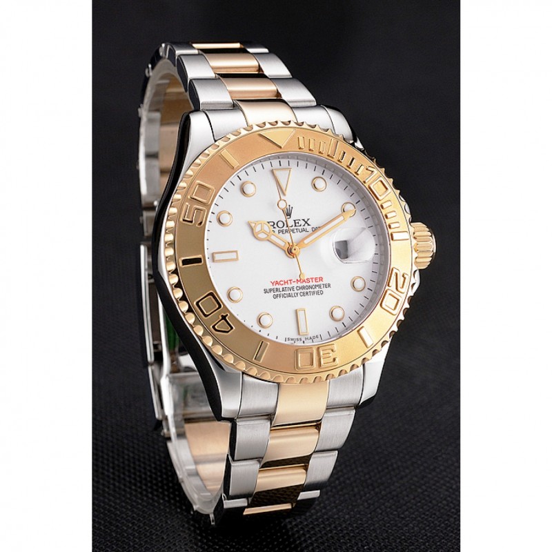Rolex Yacht-Master White Dial Gold Bezel Stainless Steel Case Two Tone Bracelet-2