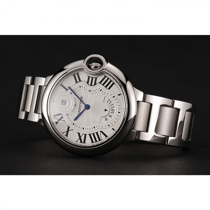 Swiss Cartier Ballon Bleu Two Timezone White Dial Stainless Steel Bracelet 1453879-2