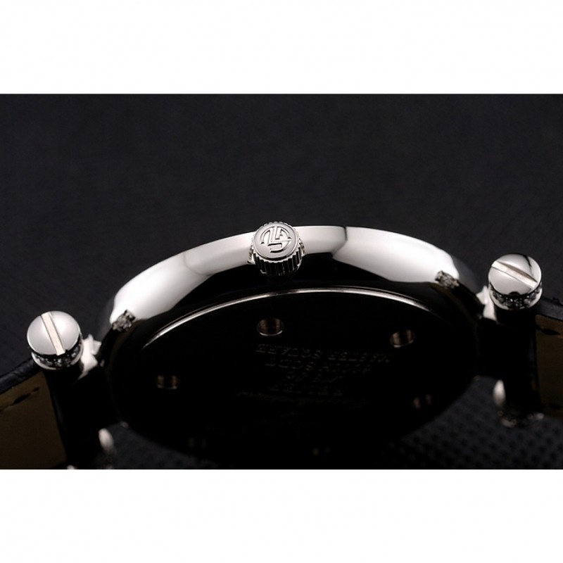 Franck Muller Double Mistery Ronde Black Dial Stainless Steel Case Black Leather Strap-8