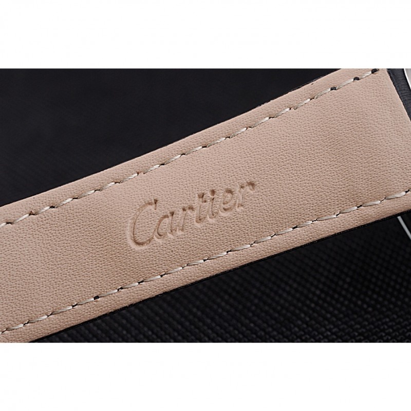 Best Replica Watches Cartier Rotonde White Dial Stainless Steel Case Black Leather Strap 622757-7