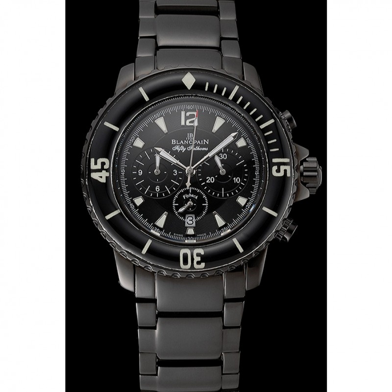 Blancpain Fifty Fathoms Flyback Chronograph Black Dial Black PVD Coated Case And Bracelet 1453770-1