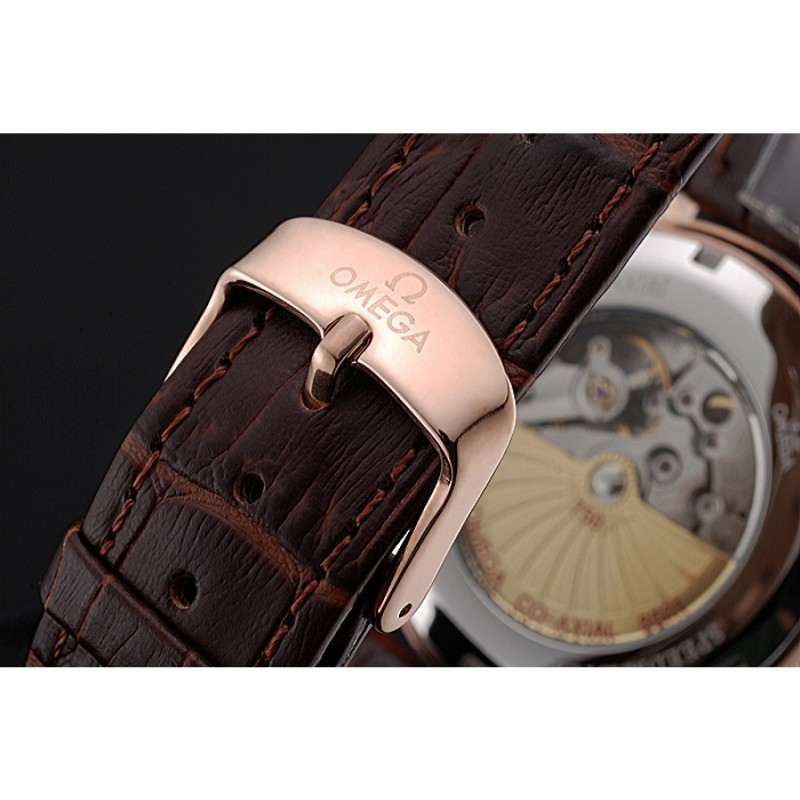 Omega DeVille Prestige Small Seconds White Dial Gold Case Brown Leather Bracelet 622603-8