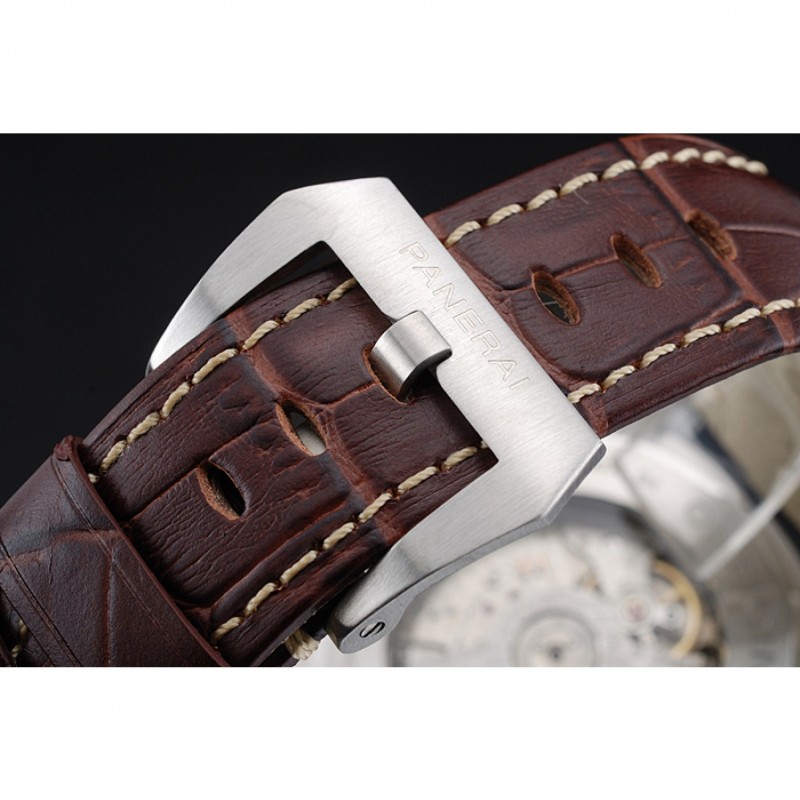 Panerai Luminor GMT Black Dial Brown Leather Bracelet-6
