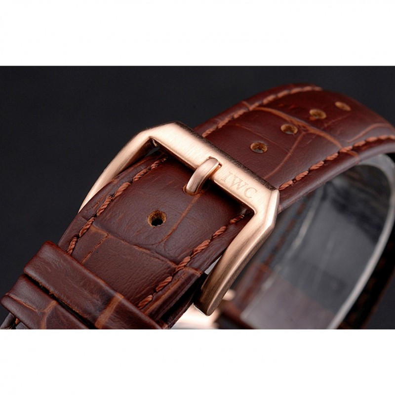 IWC Portofino Tourbillon White Dial Rose Gold Case Broen Leather Strap-5