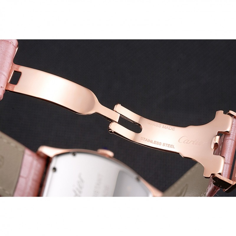 Best Replica Watches Cartier Tortue Perpetual Calendar White Dial Gold Case Pink Leather Strap-6
