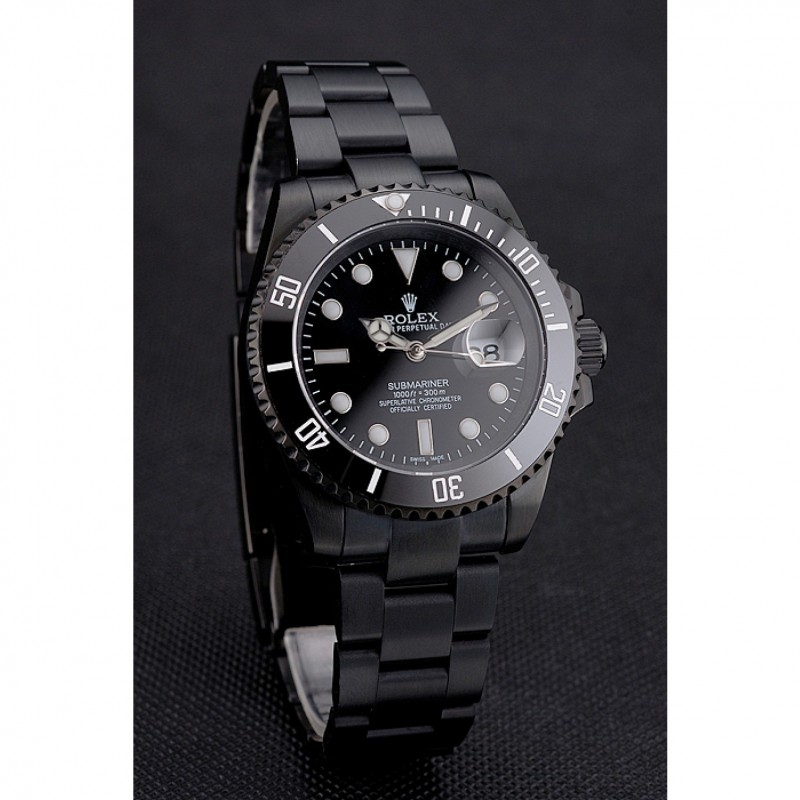 Swiss Rolex Submariner Date Black Dial And Bezel Black PVD Case And Bracelet-2