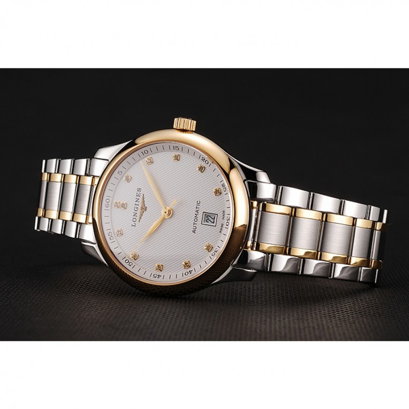 Swiss Longines Master White Dial Diamond Hour Markers Two Tone Stainless Steel Bracelet 1453930-2