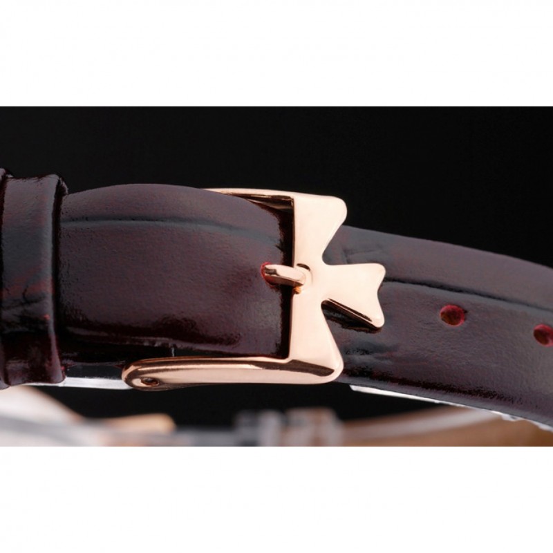 Vacheron Constantin Patrimony Diamond Rose Gold Dial Rich Maroon Leather Bracelet-4