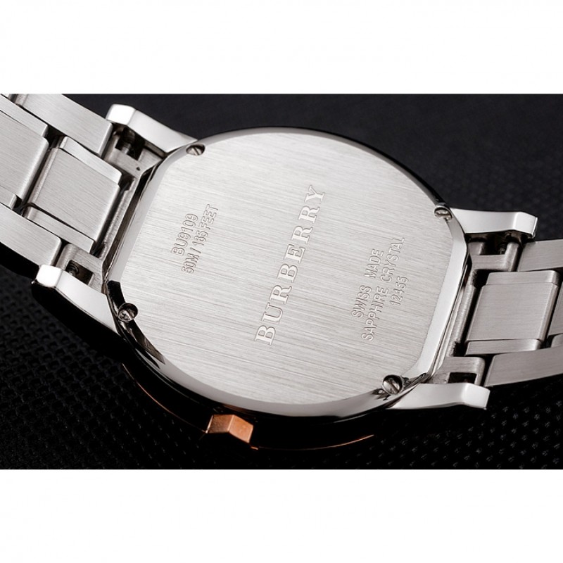 Cheap Burberry The City Pink Dial Rose Gold Diamond Bezel Stainless Steel Case Two Tone Bracelet-7