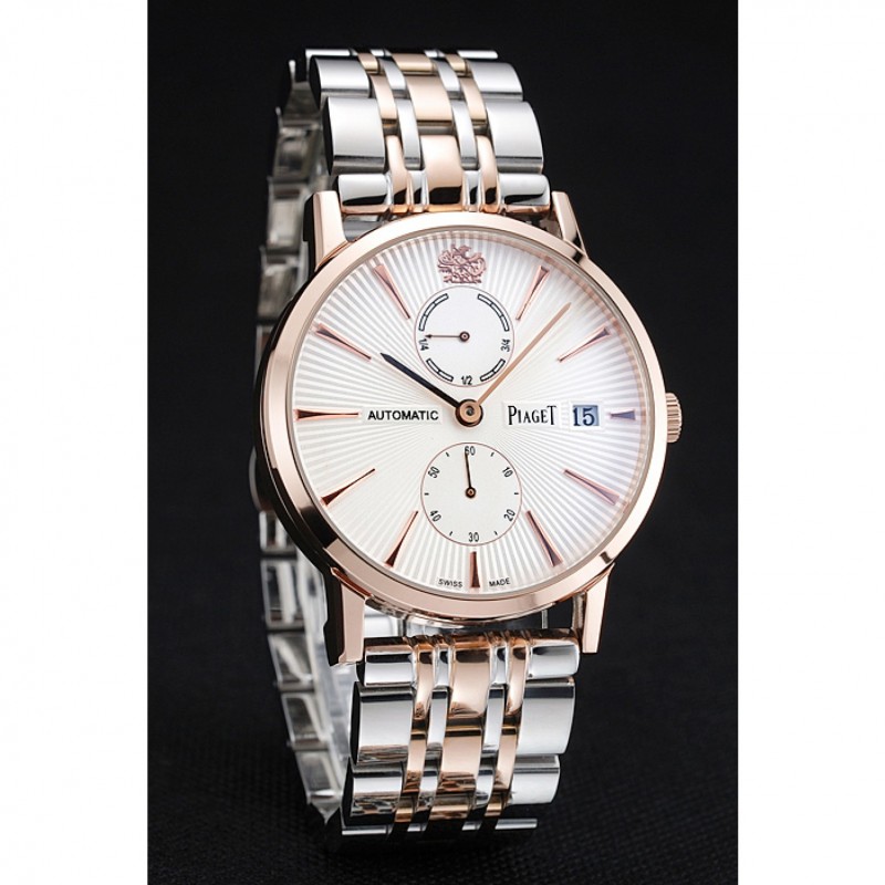 Piaget Altiplano White Dial Rose Gold Case Two Tone Stainless Steel Bracelet 1454231-2