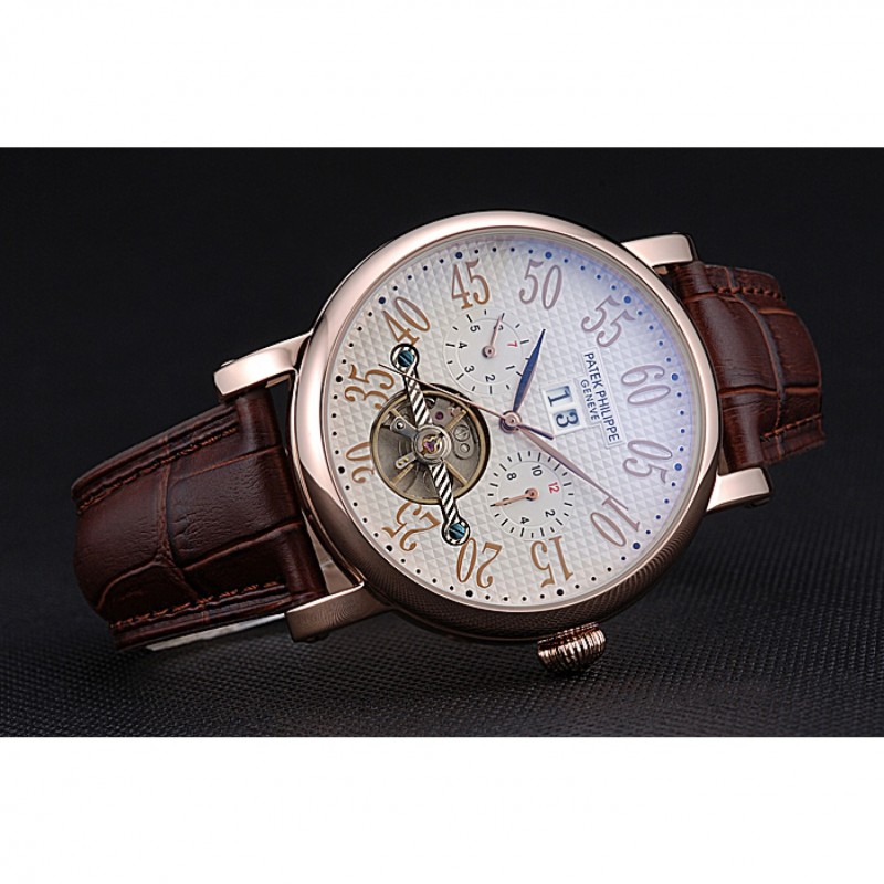Patek Philippe Grand Complications Gold Case White Dial Arabic Numerals Brown Leather Bracelet 622255-3